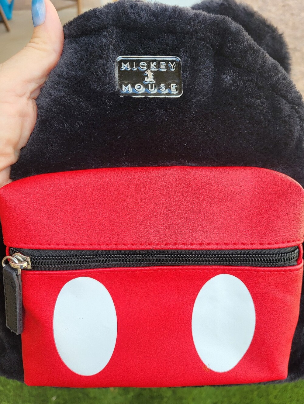 Disney Mickey Mouse Faux Fur Backpack With Front Zip Pouch. - Picture 12 of 16